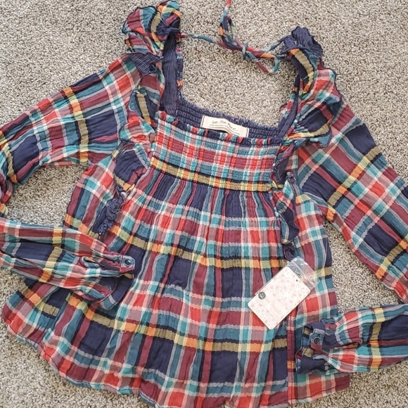 Free People Tops - Free People plaid ruffle top